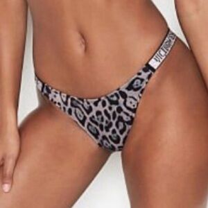 VS swim leopard print Brazilian cheeky rhinestone strap bikini bottoms